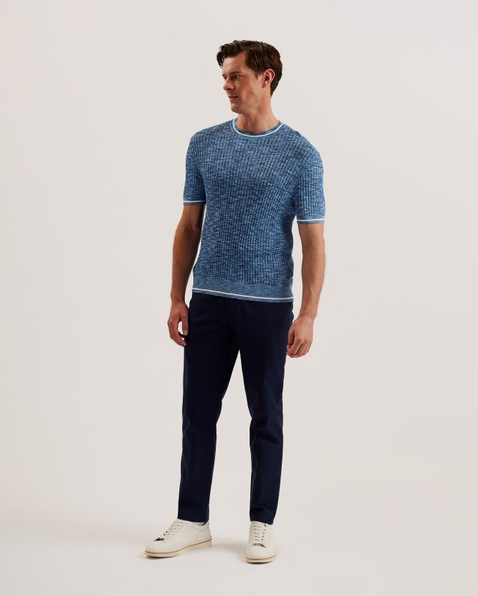 T-Shirt Ted Baker Marled Ribbed Knit Bleu Homme | IIS-46101082